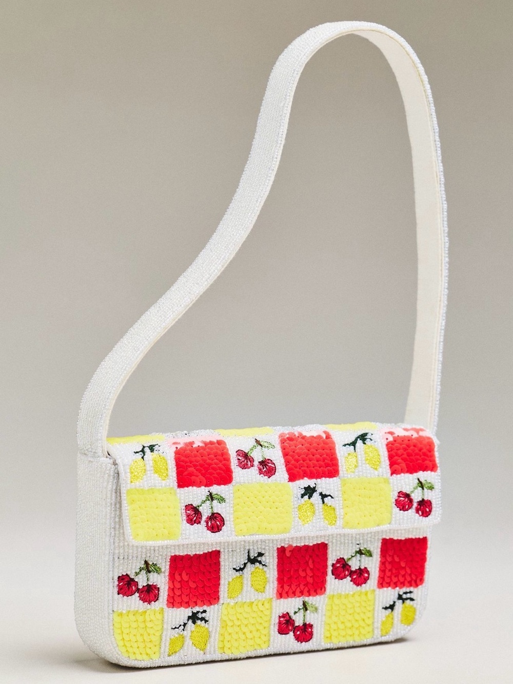 NWT Anthropologie Fiona Beaded Bag with Cherries & Lemons